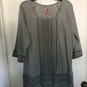 Johnny Was Large Slate Blue Tunic Top